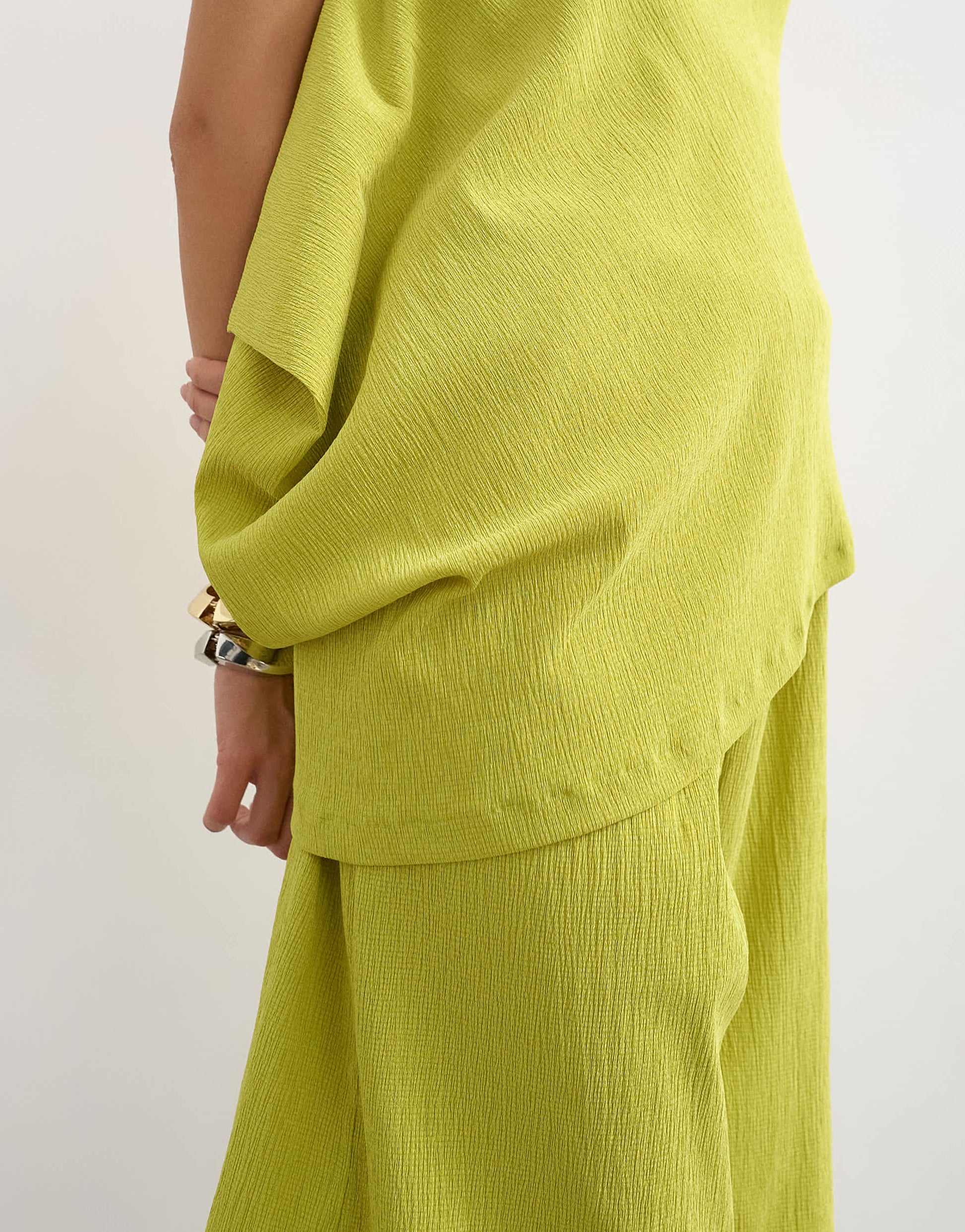 Topshop drape detail textured bandeau co-ord top in green
