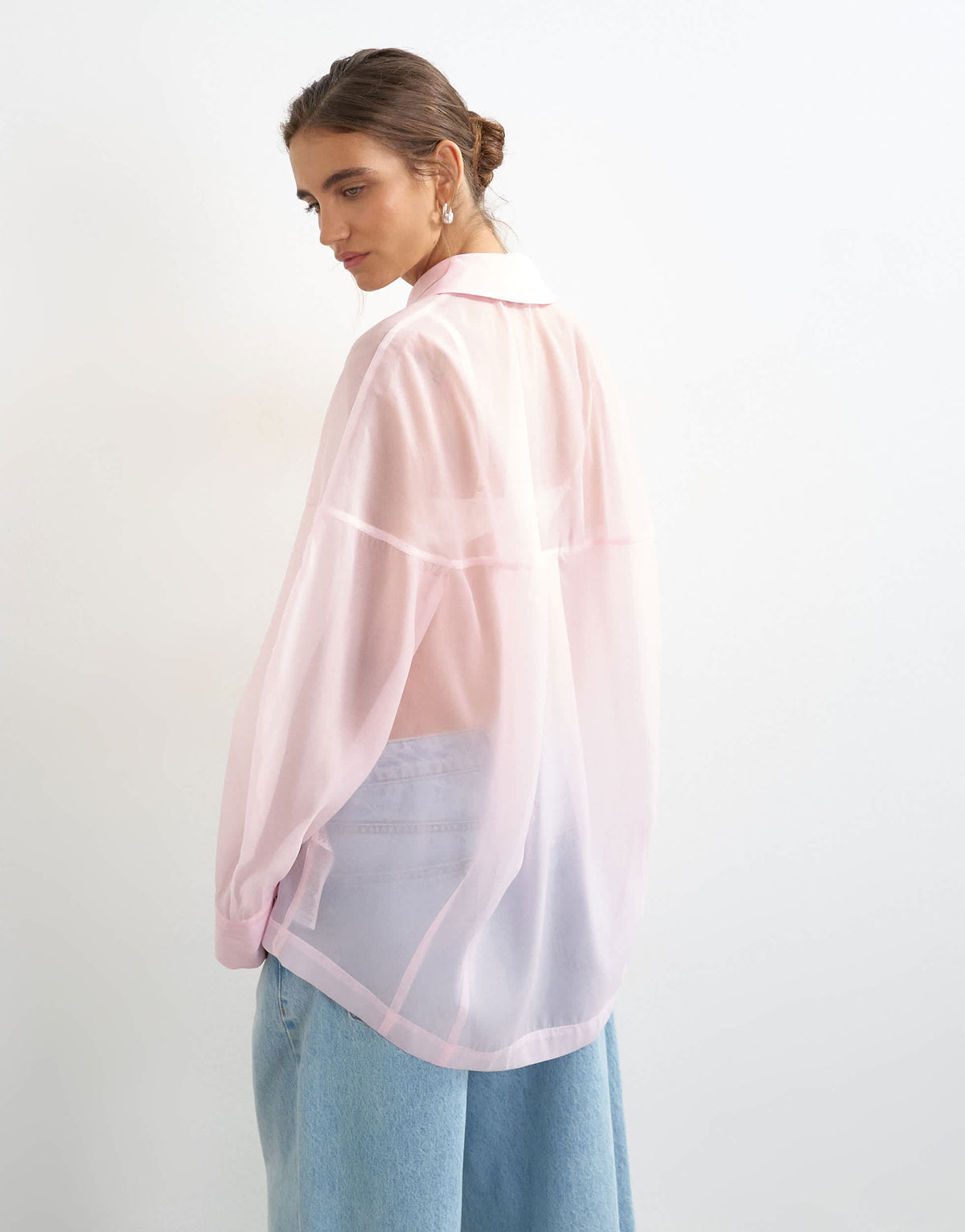 Topshop organza shirt in light pink