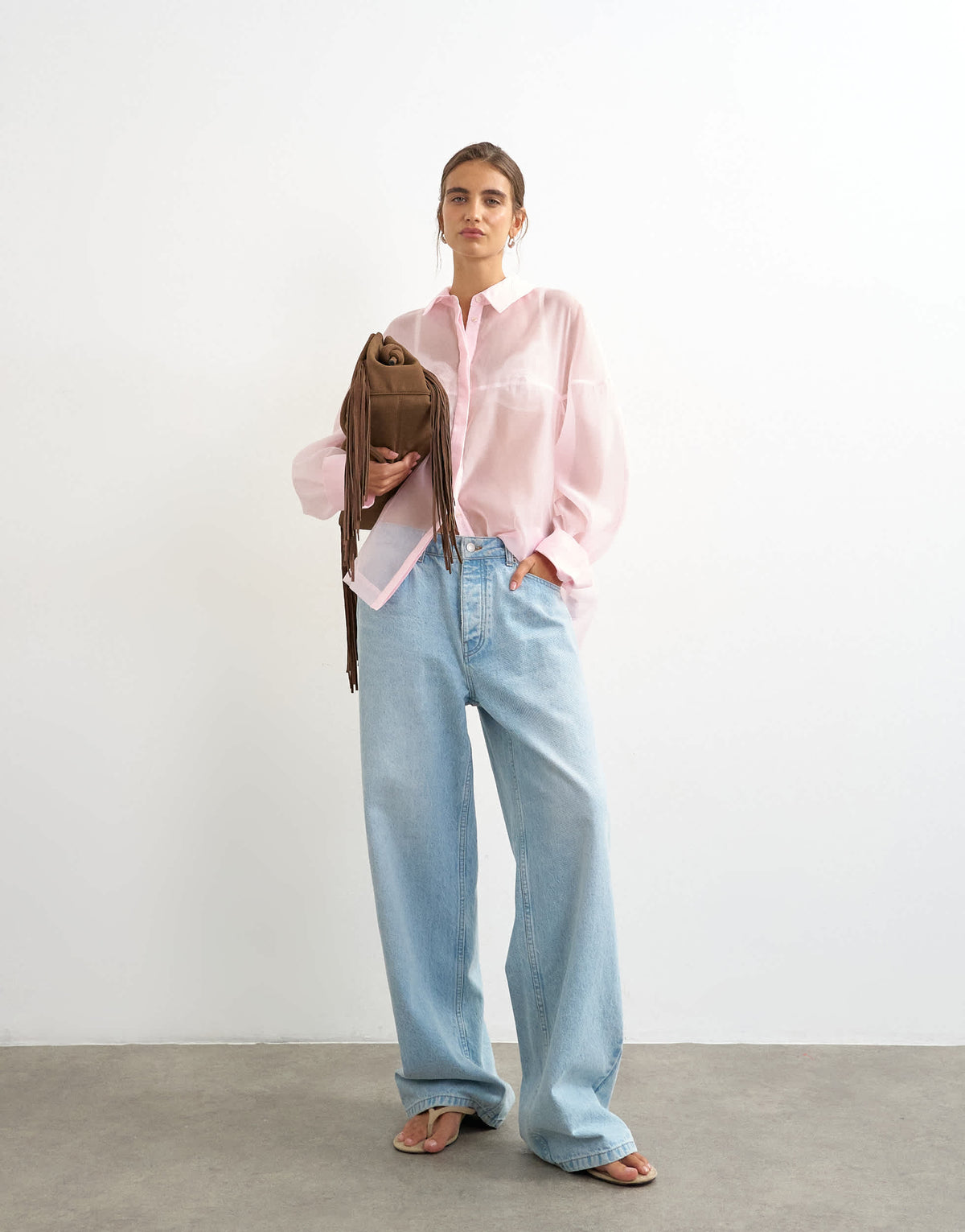 Topshop organza shirt in light pink