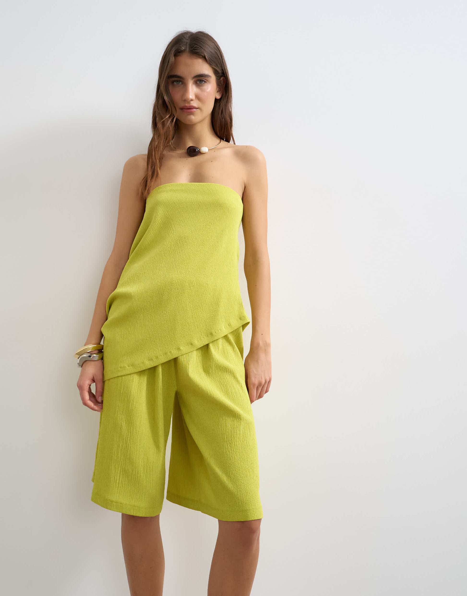 Topshop textured board short co-ord in green