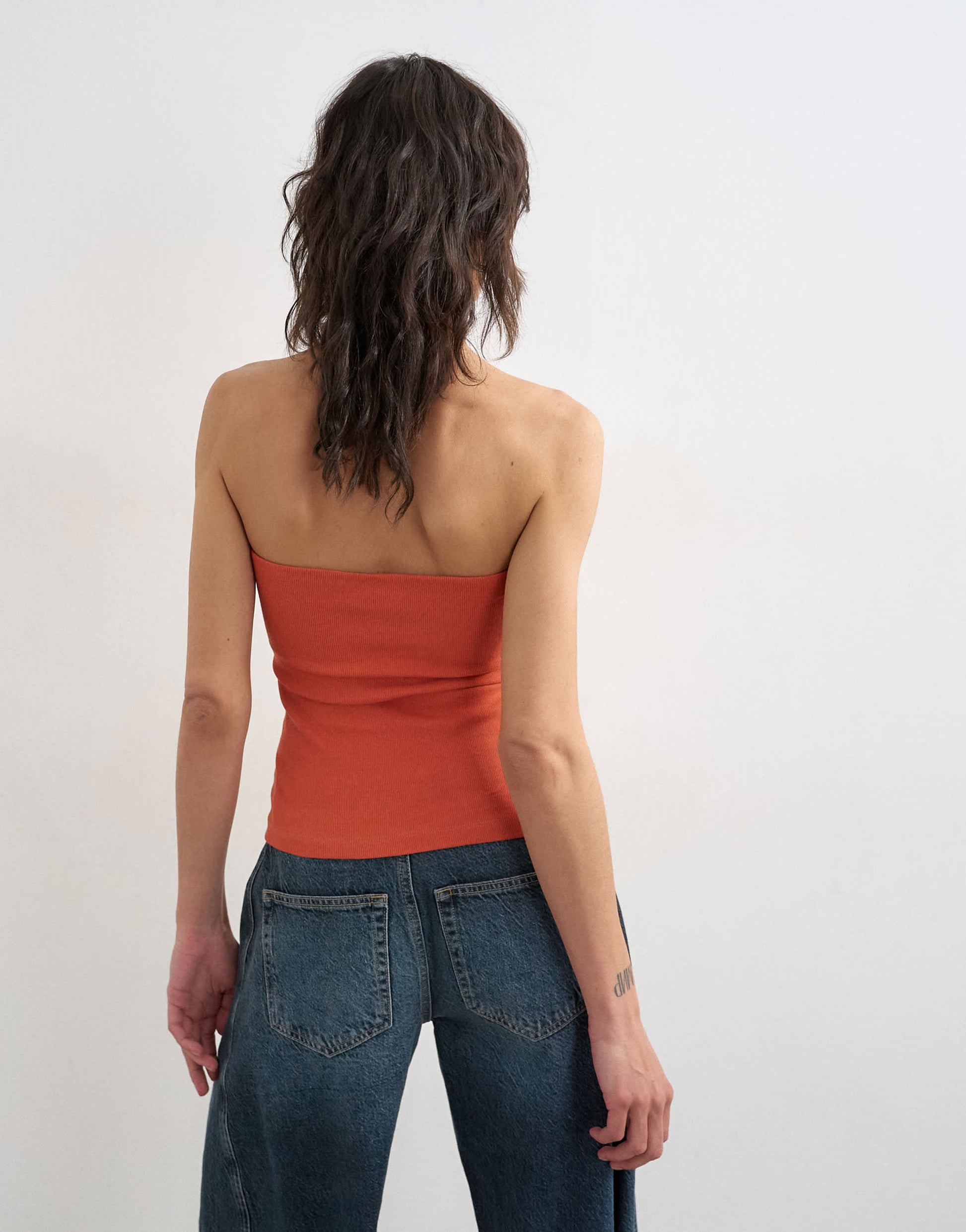 Topshop bandeau button detail top in coral