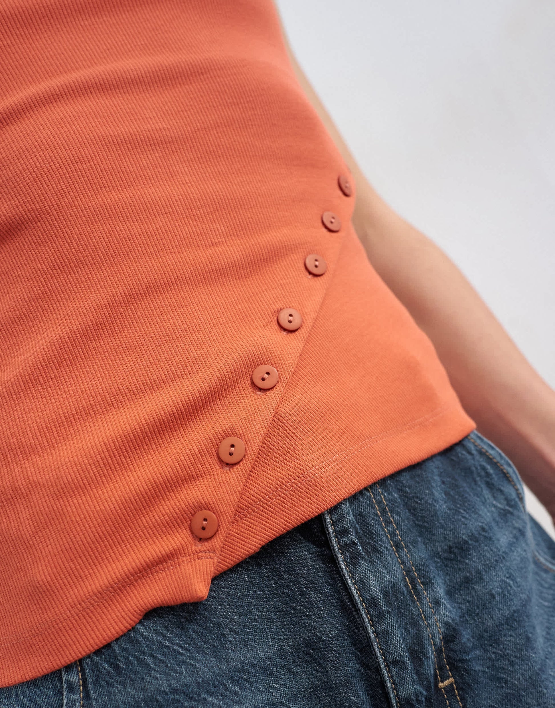 Topshop bandeau button detail top in coral