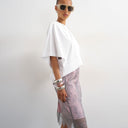 Topshop lace midi skirt with pink insert in grey