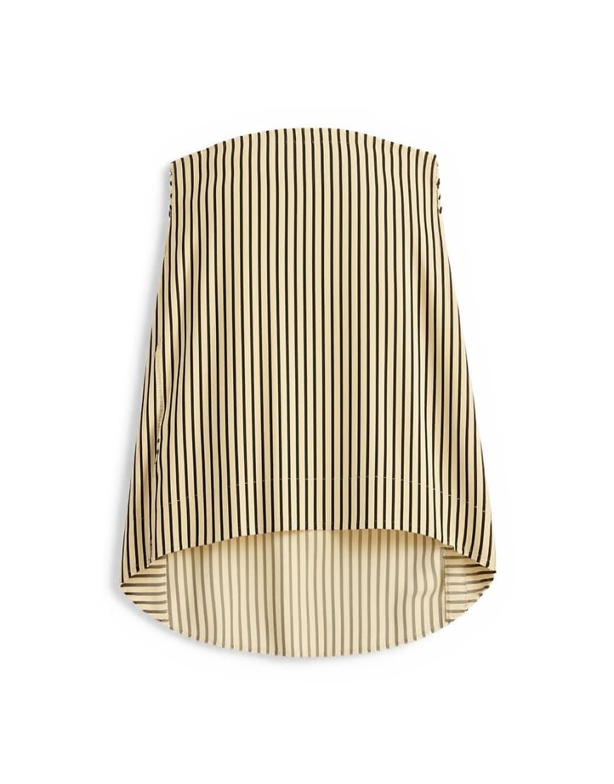 Topshop high low bandeau top in buttermilk stripe