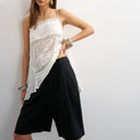 Topshop linen bermuda short in black
