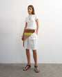 Topshop linen bermuda short in white