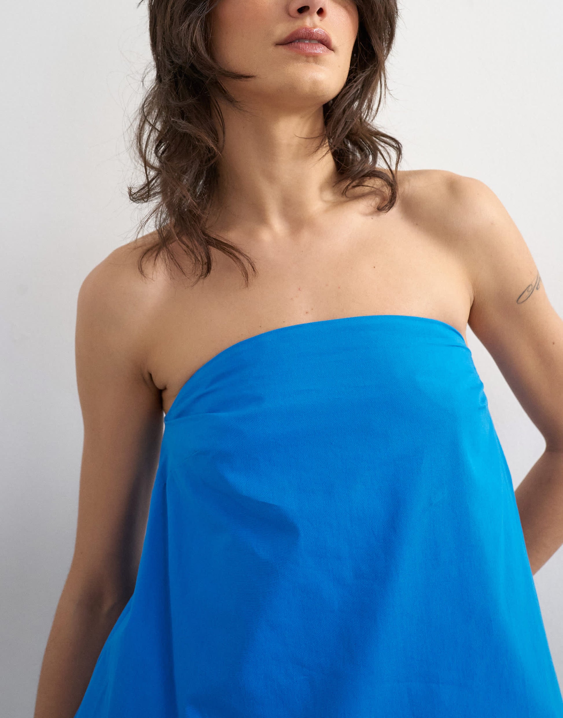 Topshop high low bandeau top in colbalt blue