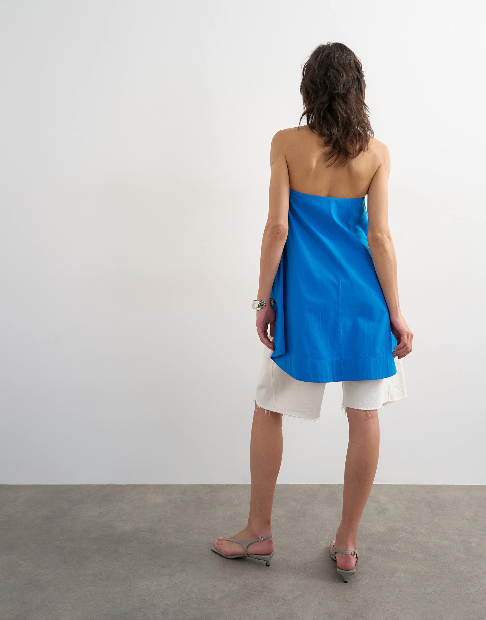 Topshop high low bandeau top in colbalt blue