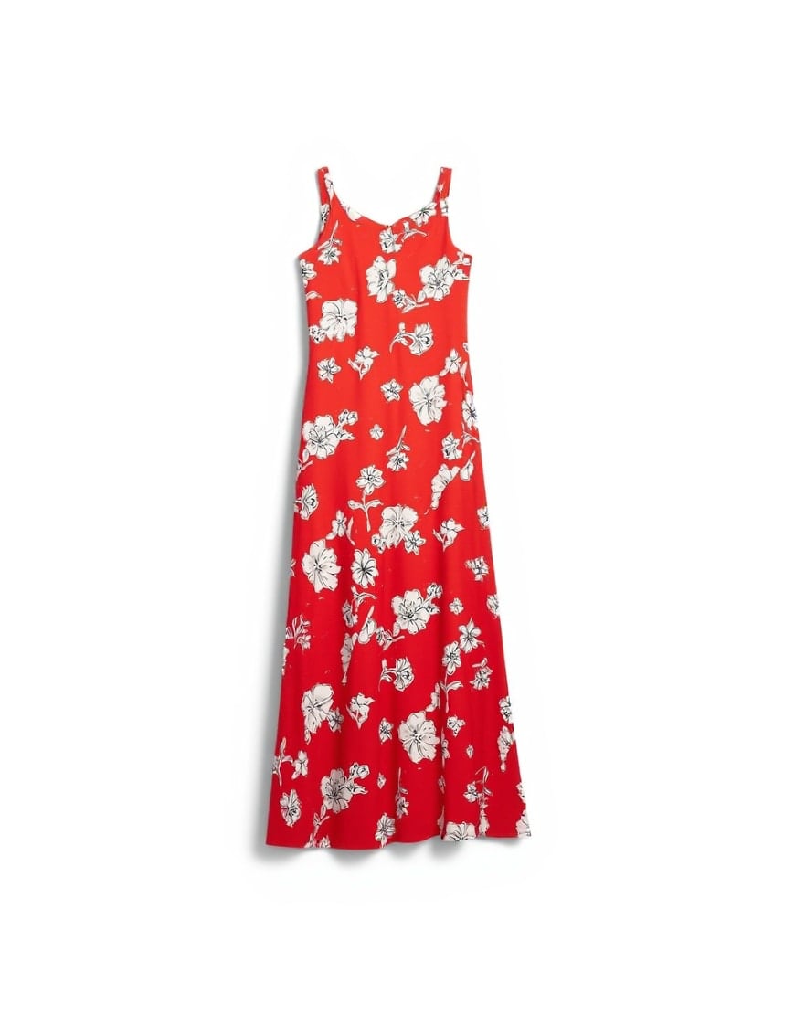 Topshop satin twist strap maxi dress in red floral