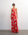 Topshop satin twist strap maxi dress in red floral