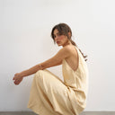 Topshop satin twist strap maxi dress in buttermilk