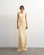Topshop satin twist strap maxi dress in buttermilk