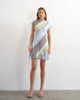 Topshop viscose grown on sleeve mini tea dress in  blue and grey stripe