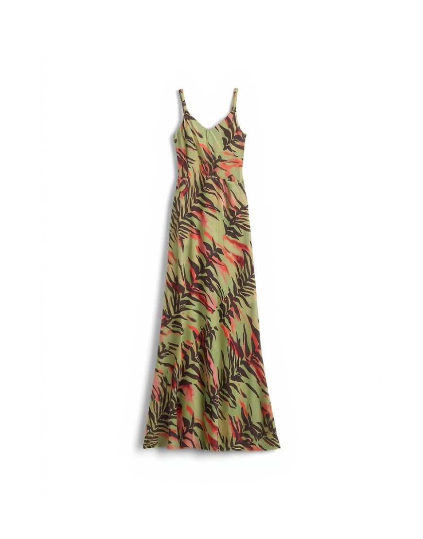 Topshop satin twist strap maxi dress in bright animal