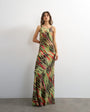 Topshop satin twist strap maxi dress in bright animal