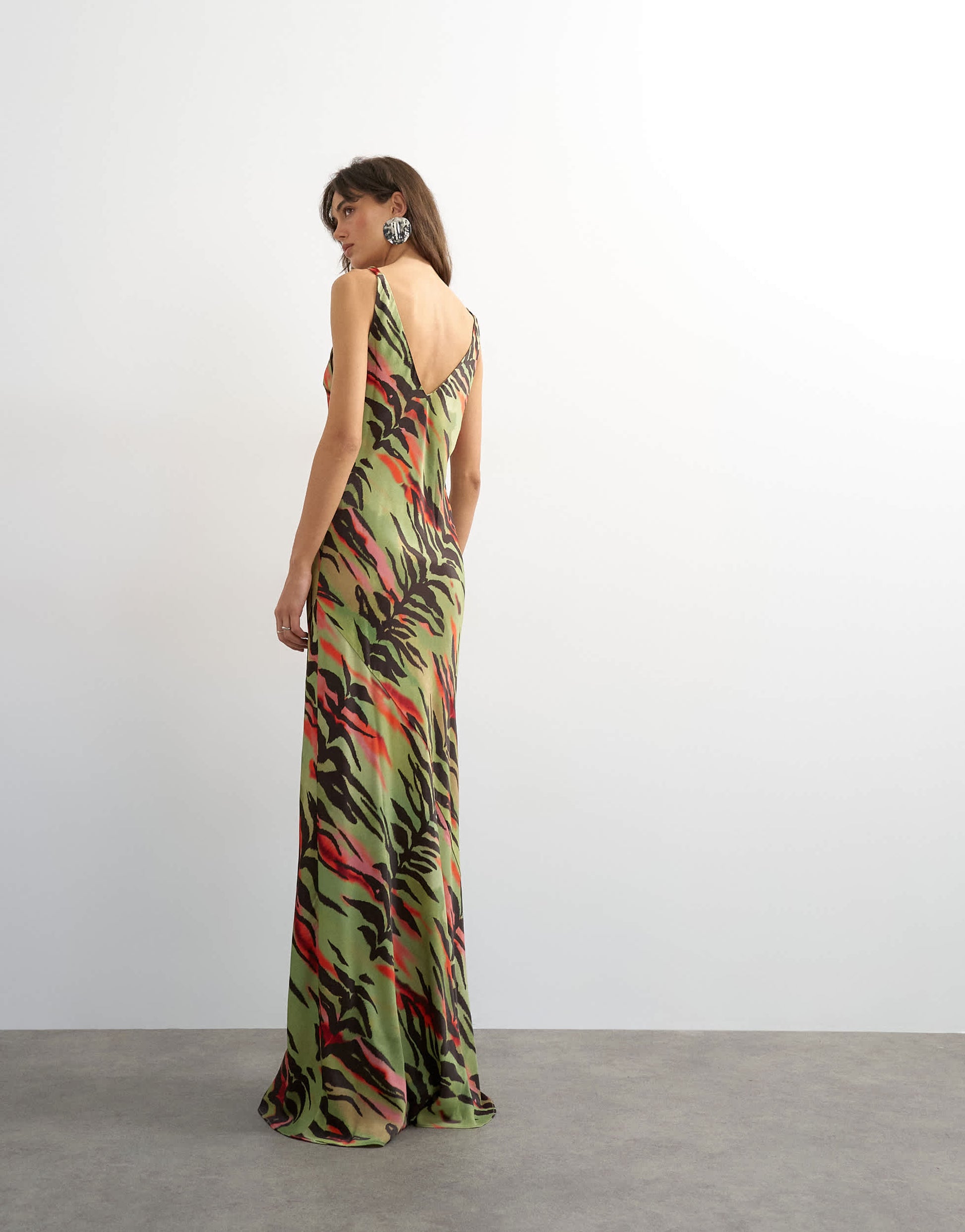 Topshop satin twist strap maxi dress in bright animal