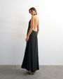 Topshop soft touch cupro halter neck low back maxi dress in washed black
