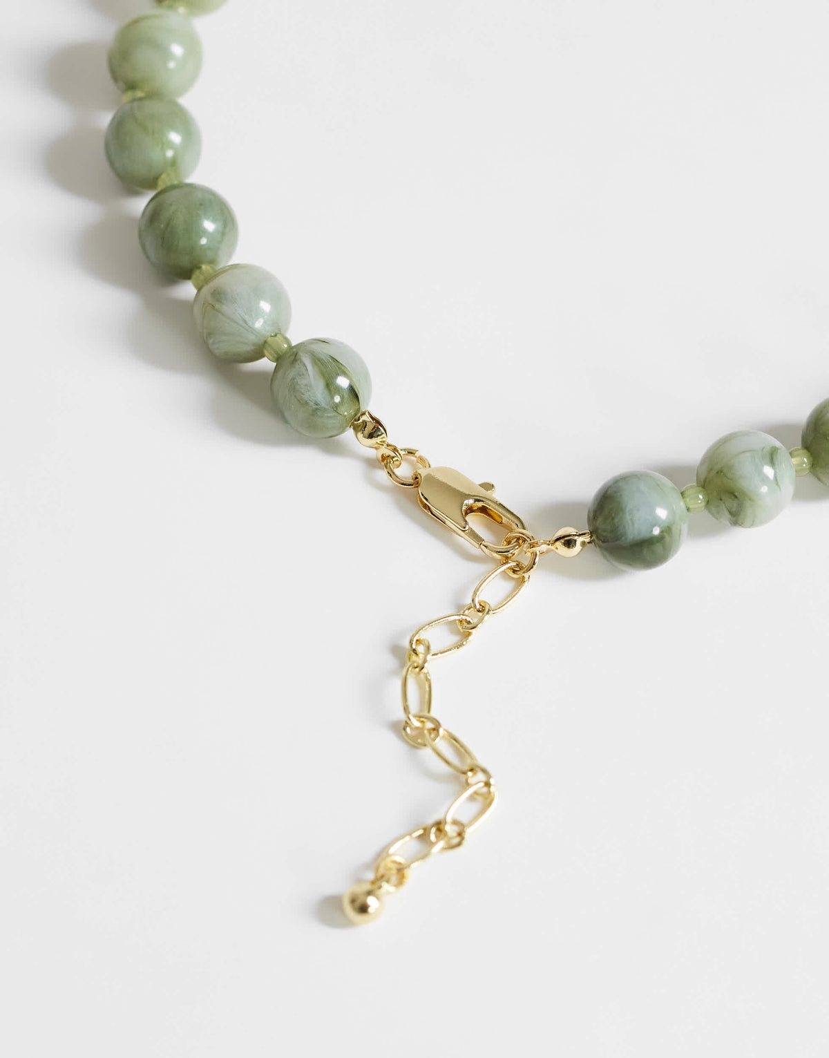 Topshop Marais beaded necklace with pearl charm in green and white faux marble