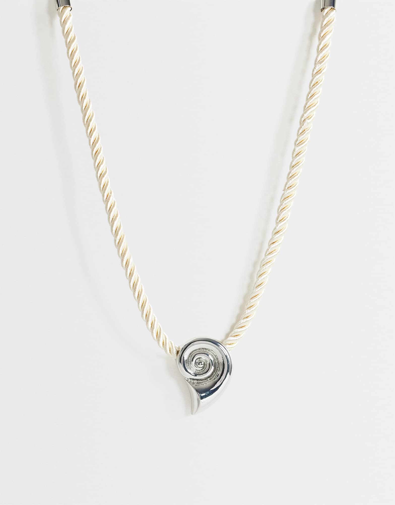 Topshop Mika rope choker with shell pendant in off white and silver