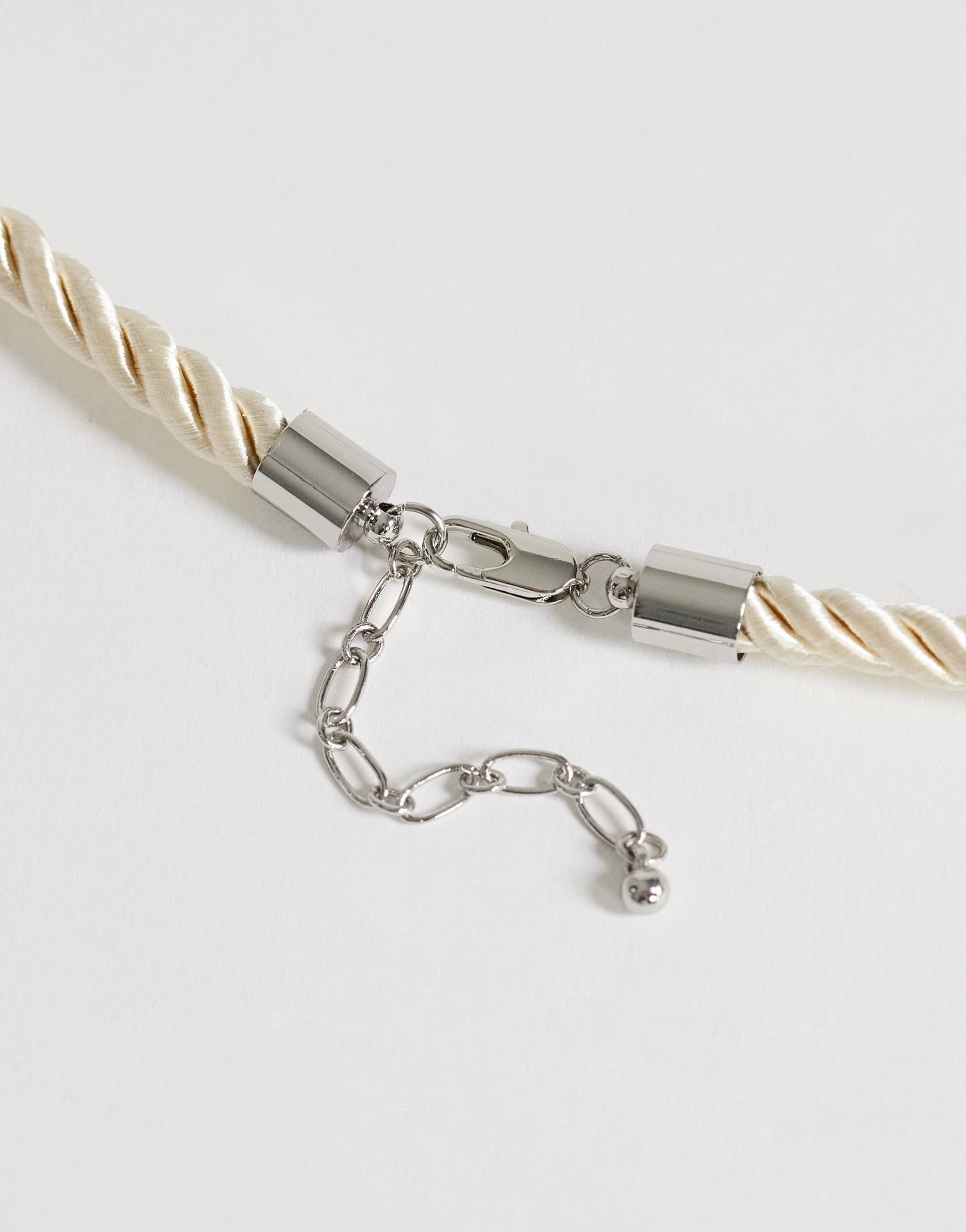 Topshop Mika rope choker with shell pendant in off white and silver