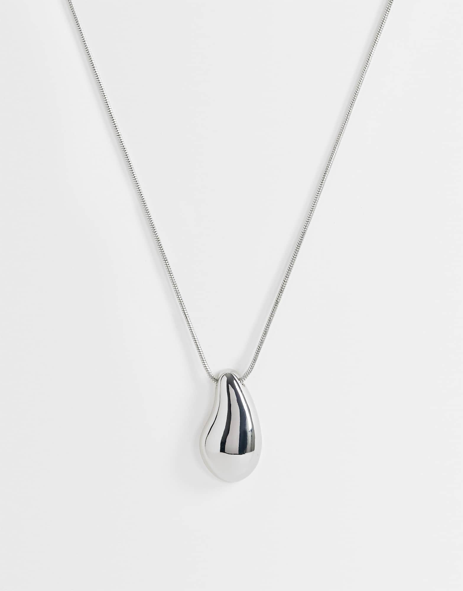 Collier pendentif goutte Matilda Topshop argenté