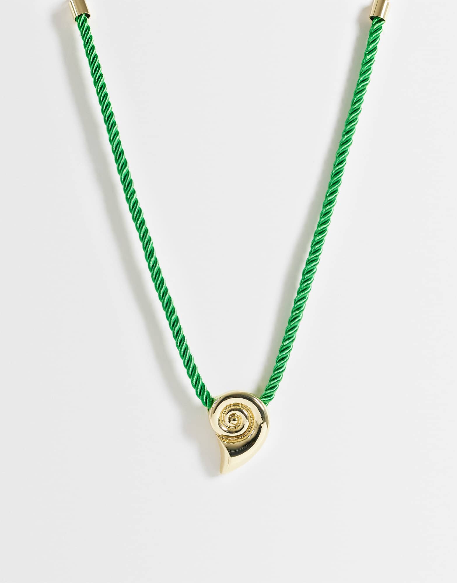 Topshop Mika rope choker with shell pendant in green and gold