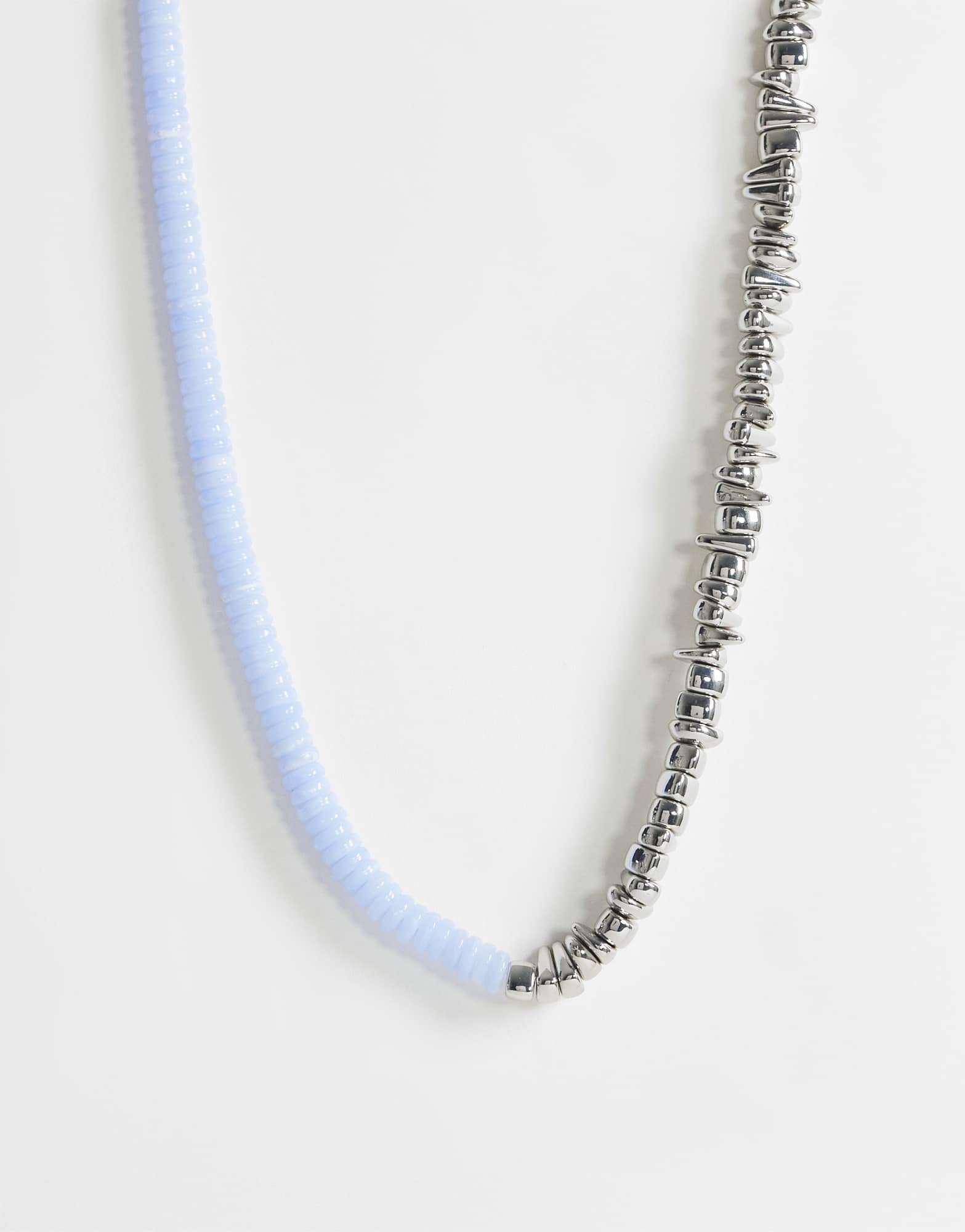Collier perlé Topshop Mateo argent et bleu