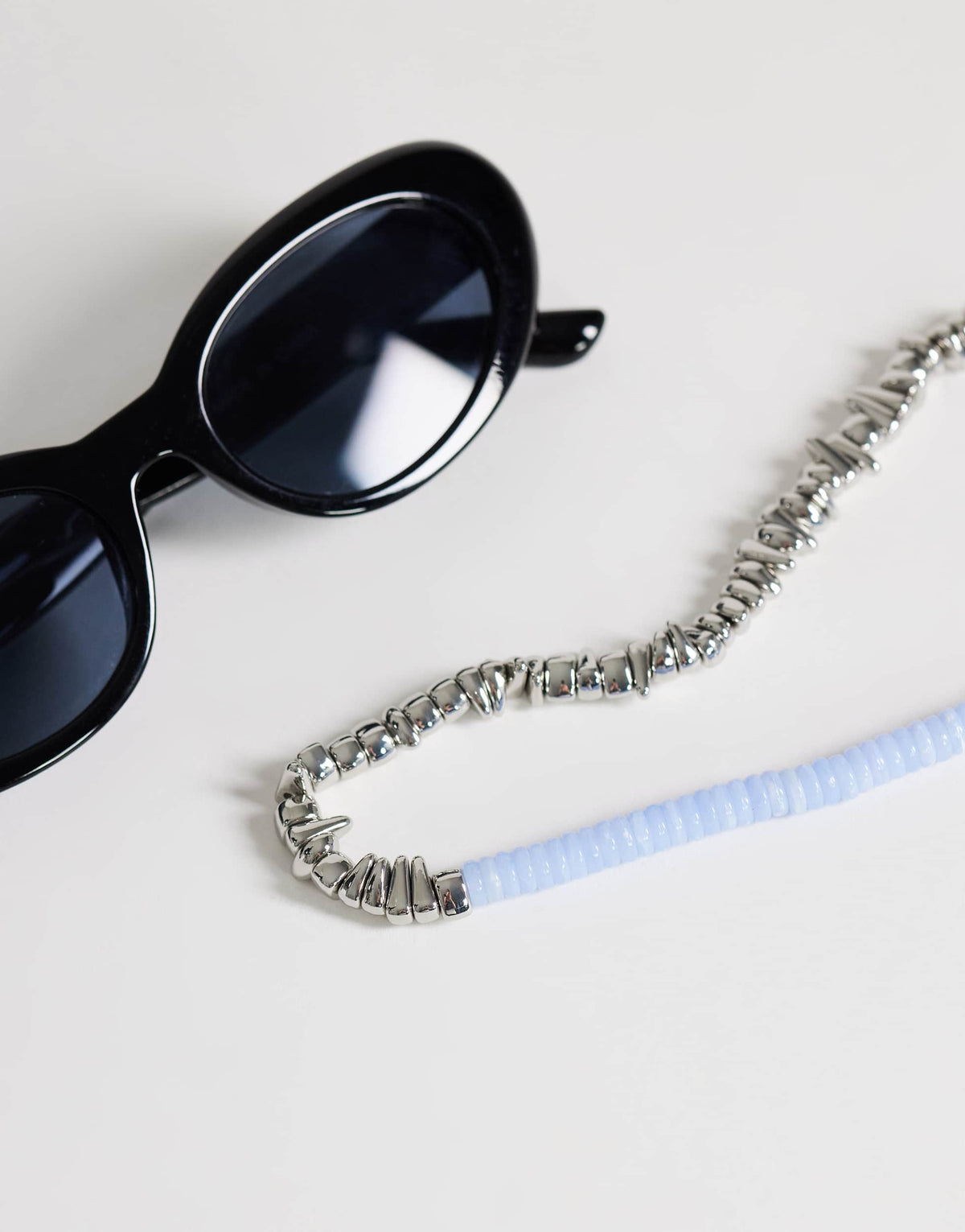 Topshop Mateo beaded necklace in silver and blue