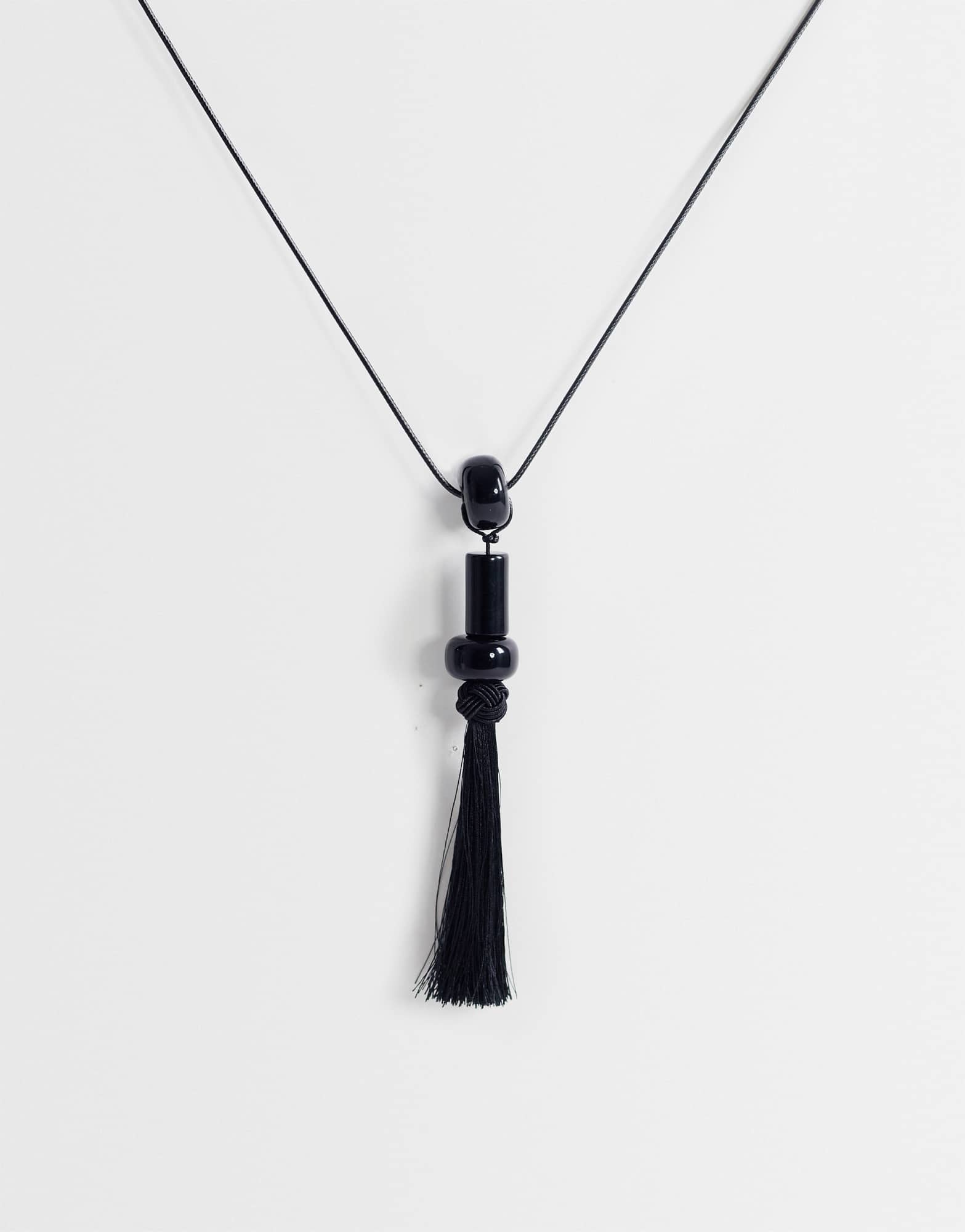 Collier Topshop Magnus en velours côtelé avec perles et pompon noir