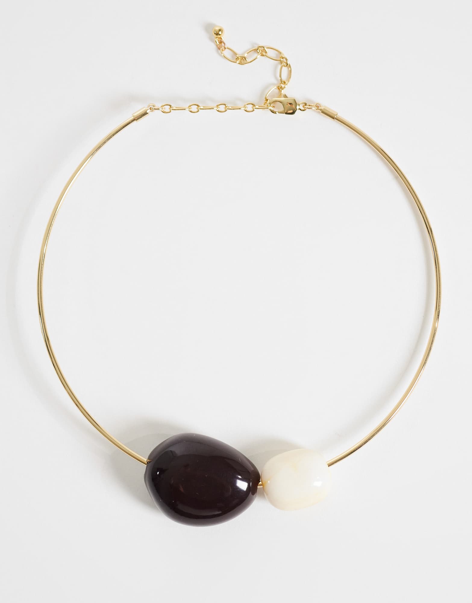 Collier ras-du-cou Mila Topshop avec pierres crème et chocolat