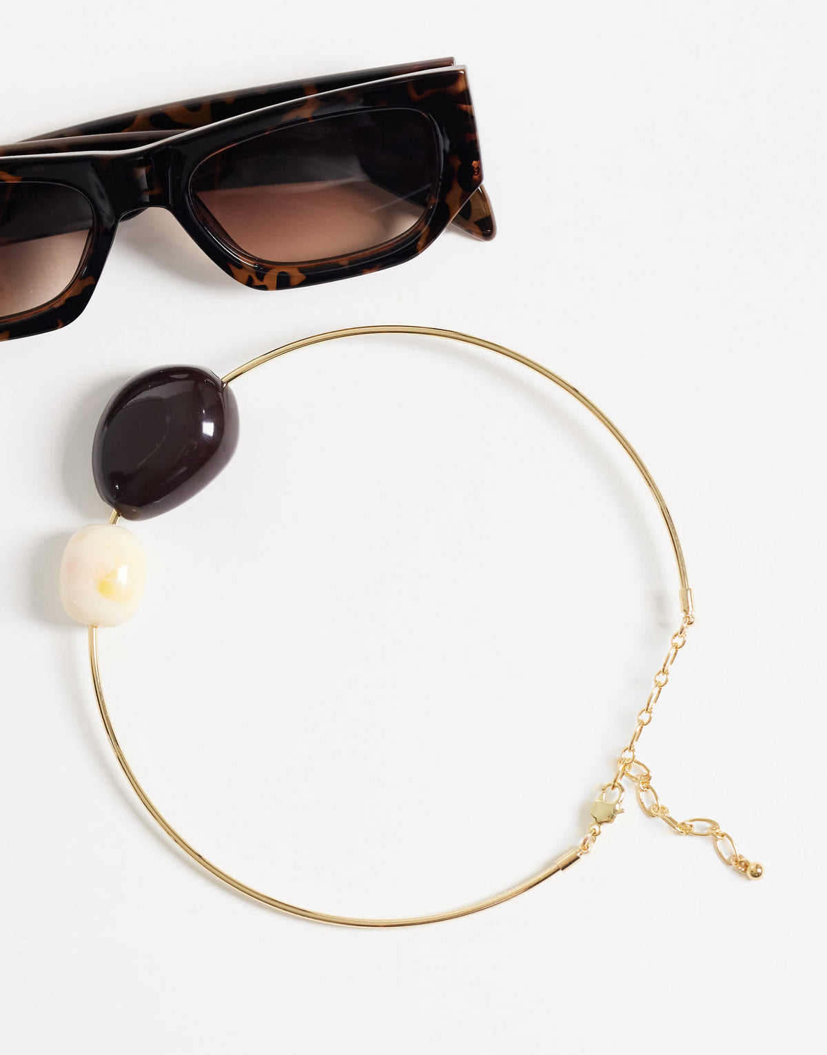 Topshop Mila choker necklace with cream and chocolate stones