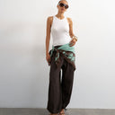Topshop plisse balloon trouser in chocolate