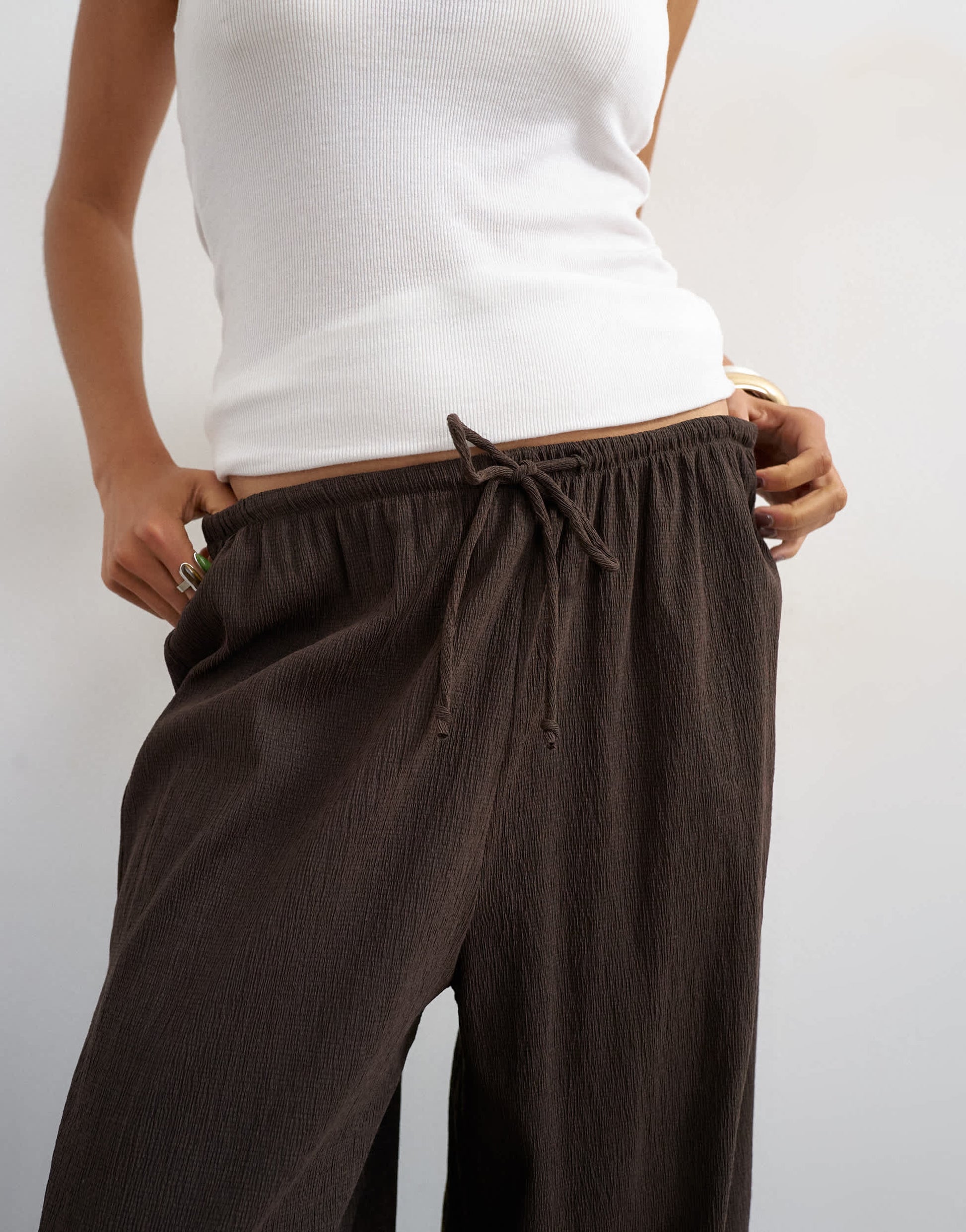 Topshop plisse balloon trouser in chocolate
