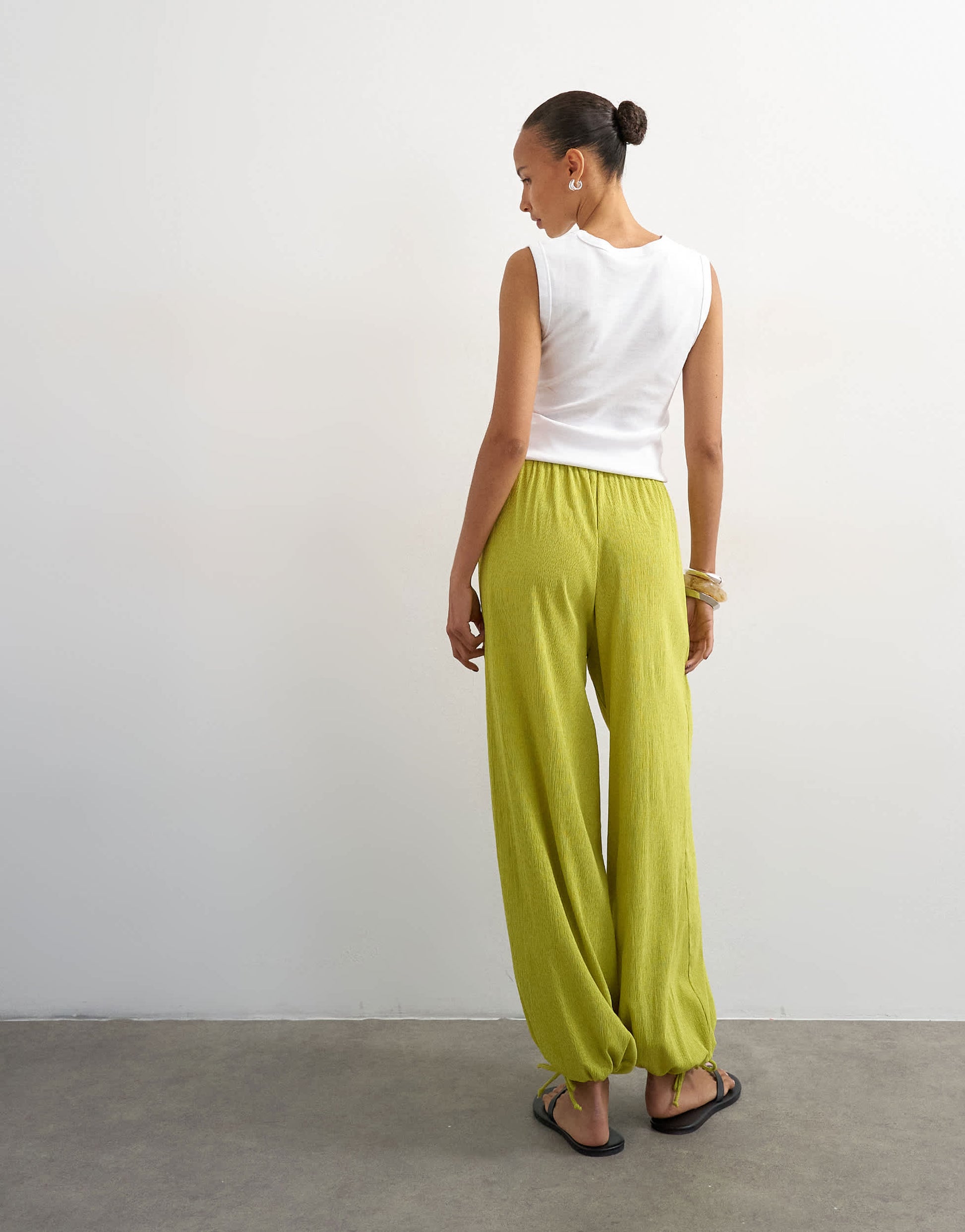 Topshop plisse balloon trouser in green