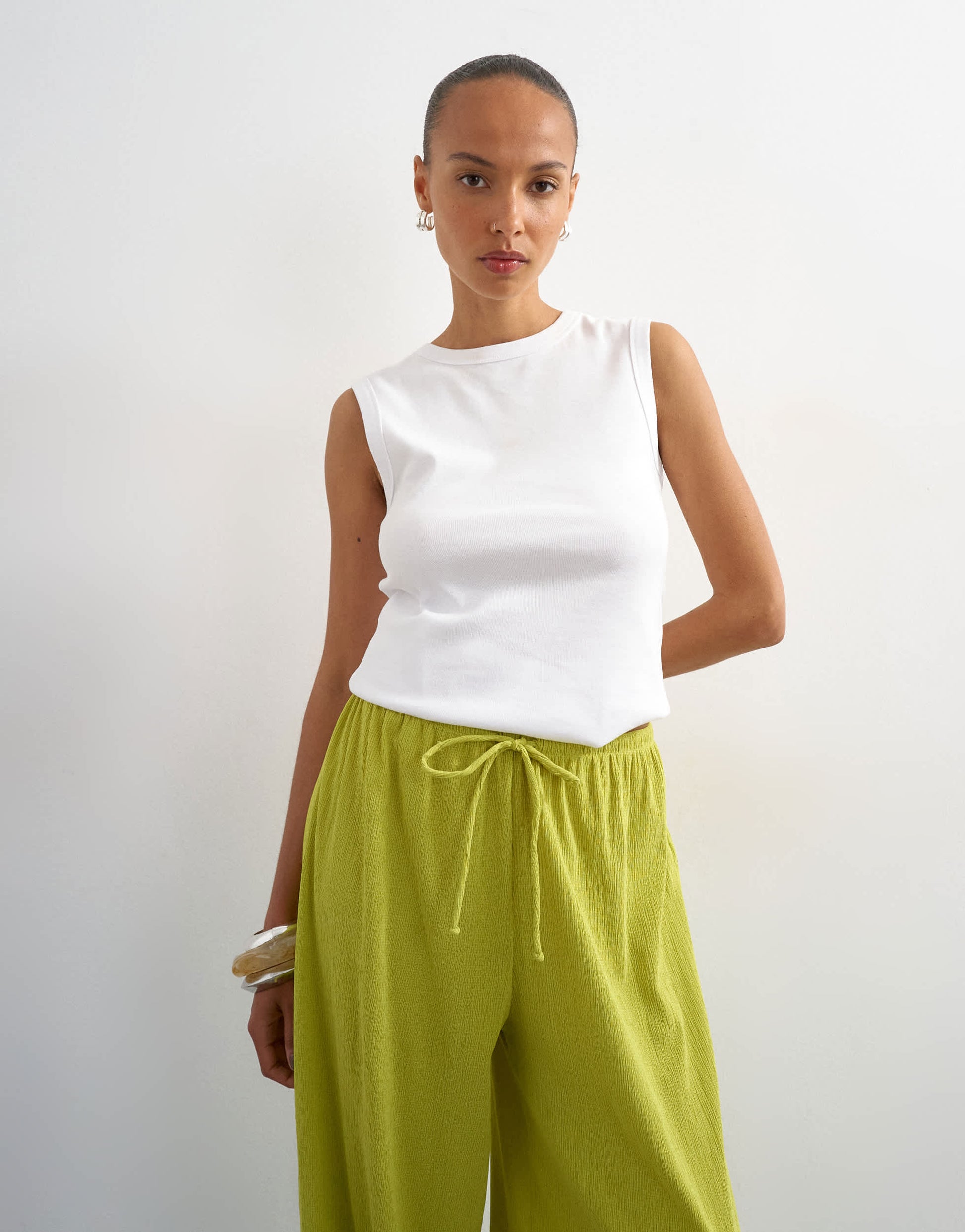 Topshop plisse balloon trouser in green