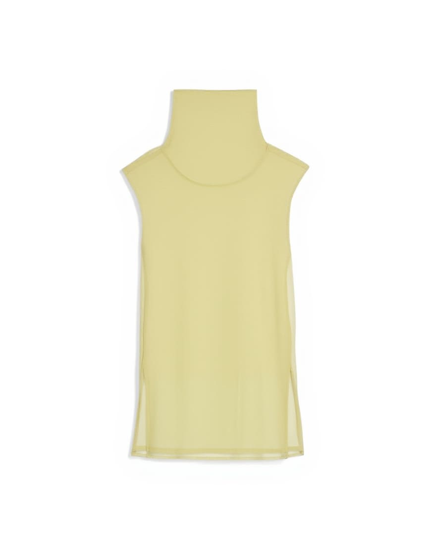 Topshop organza collapsed funnel neck top in muted lime