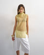 Topshop organza collapsed funnel neck top in muted lime