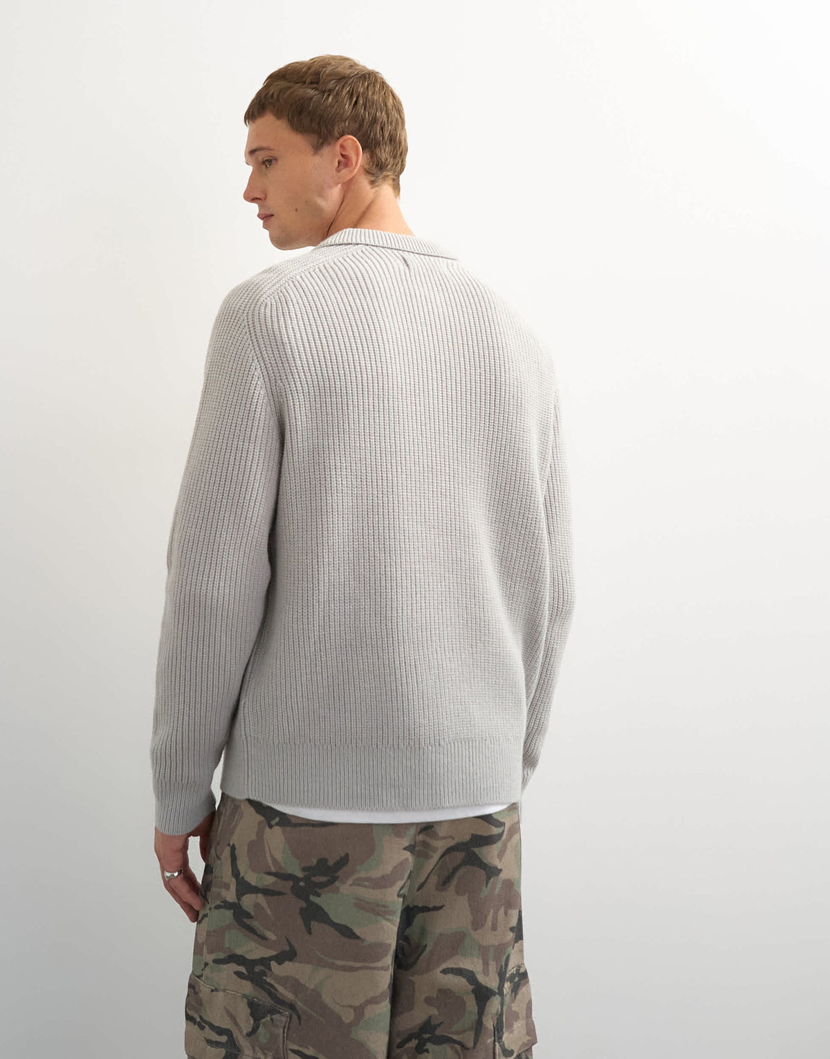Topman classic fit knitted polo in grey