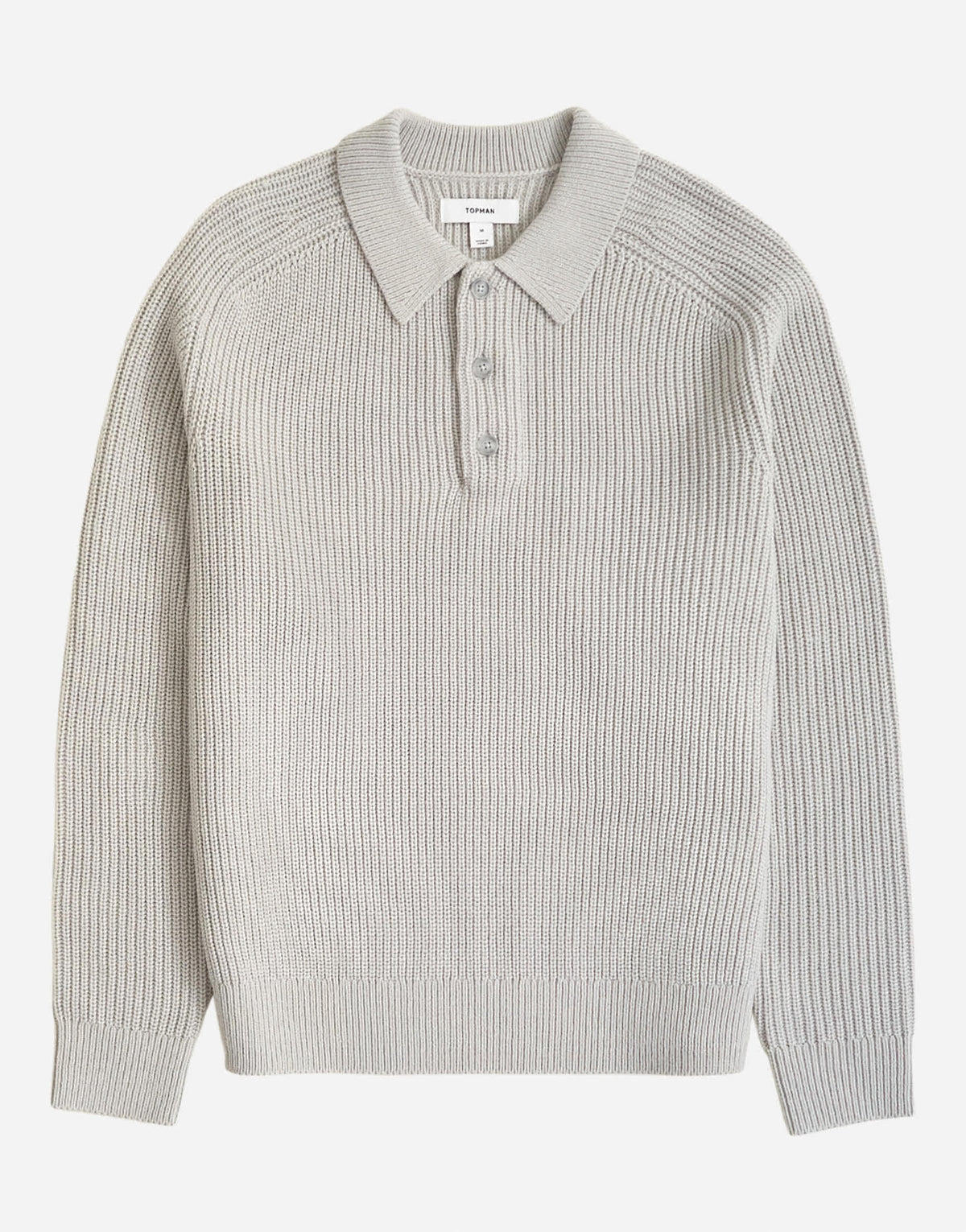Topman classic fit knitted polo in grey