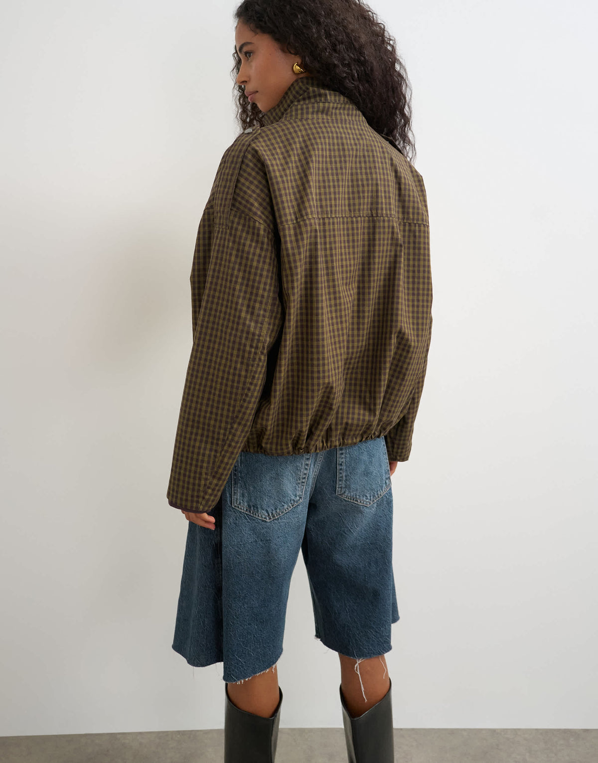 Topshop bubble hem trench in check