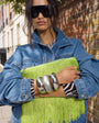 Topshop Jasmine fringe envelope bag in green