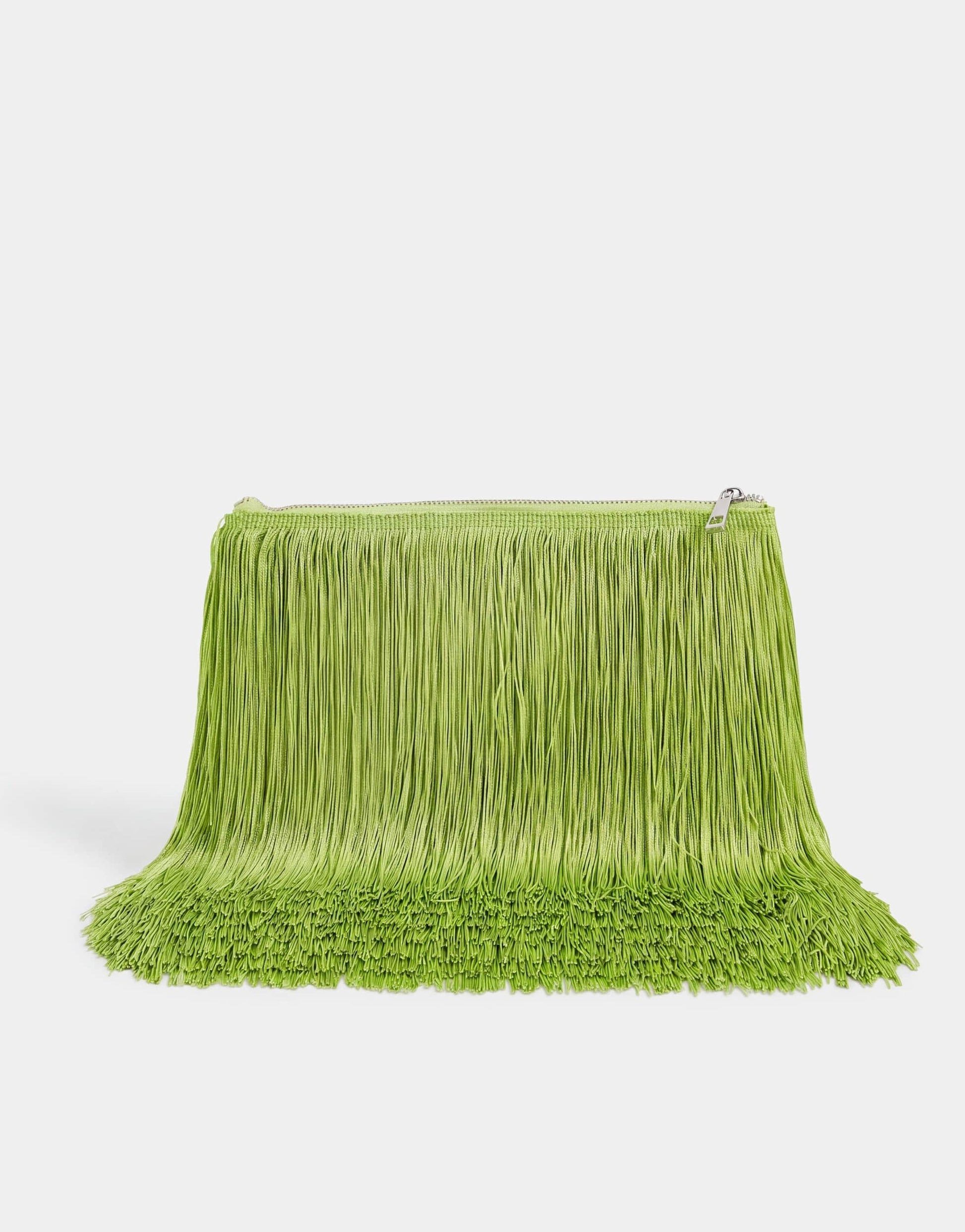 Topshop Jasmine fringe envelope bag in green