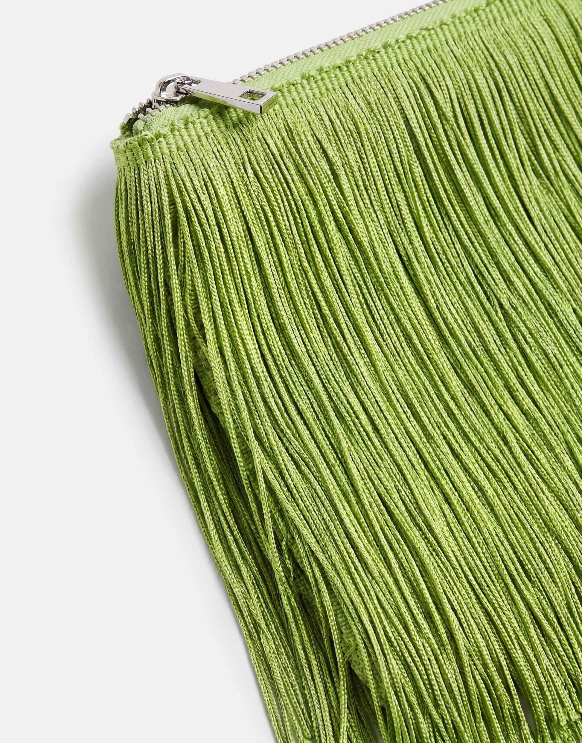 Topshop Jasmine fringe envelope bag in green