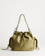 Topshop Simone large suedette pocket detail bucket shoulder bag in khaki