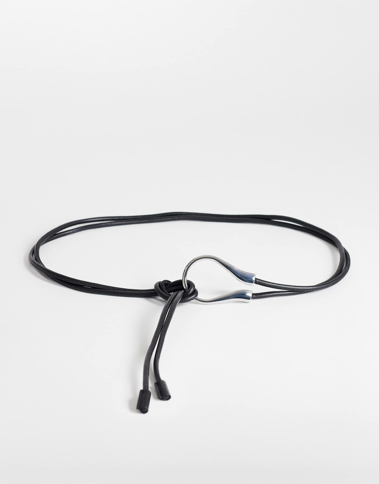 Topshop Annie hardware tie belt in black and silver