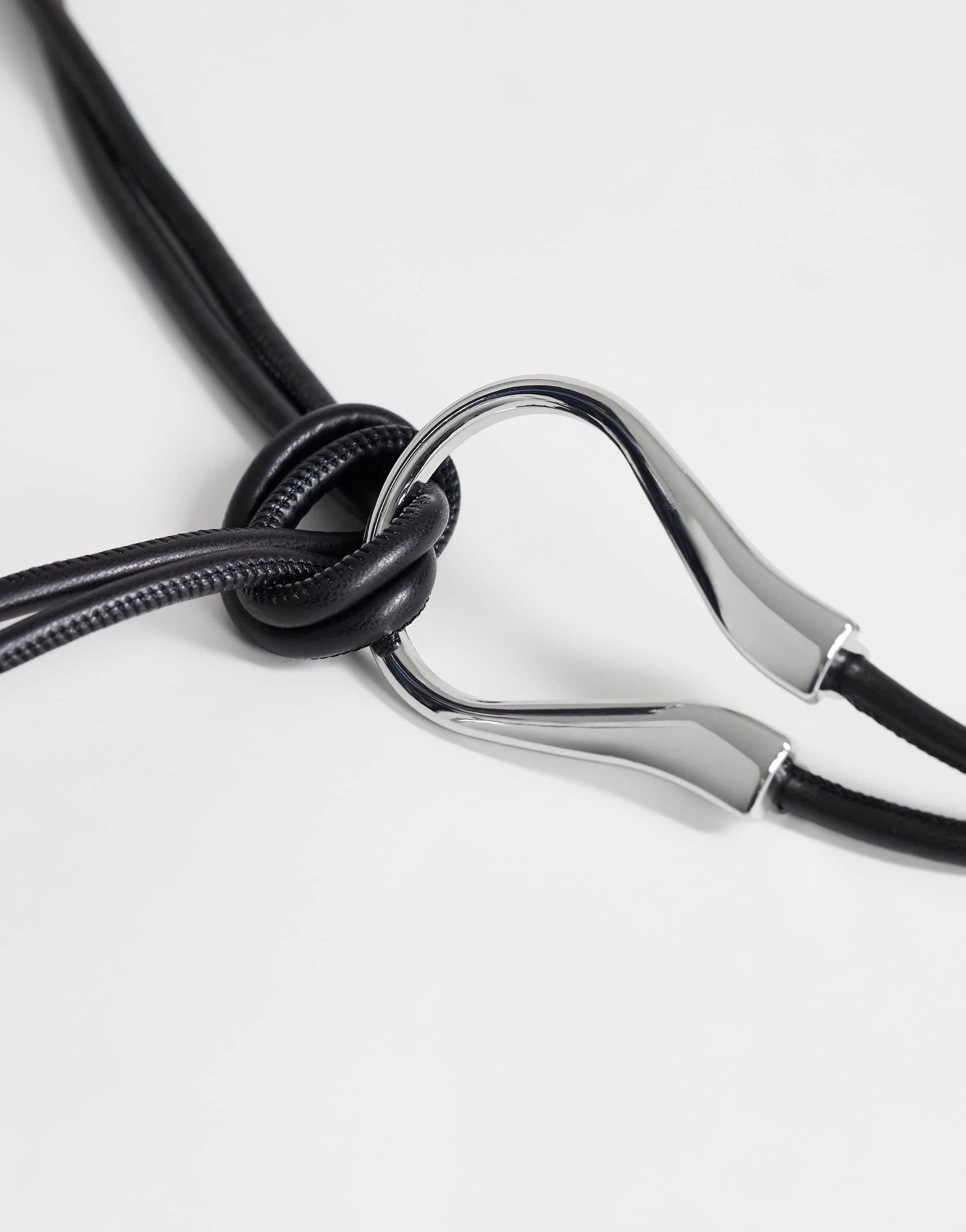 Topshop Annie hardware tie belt in black and silver