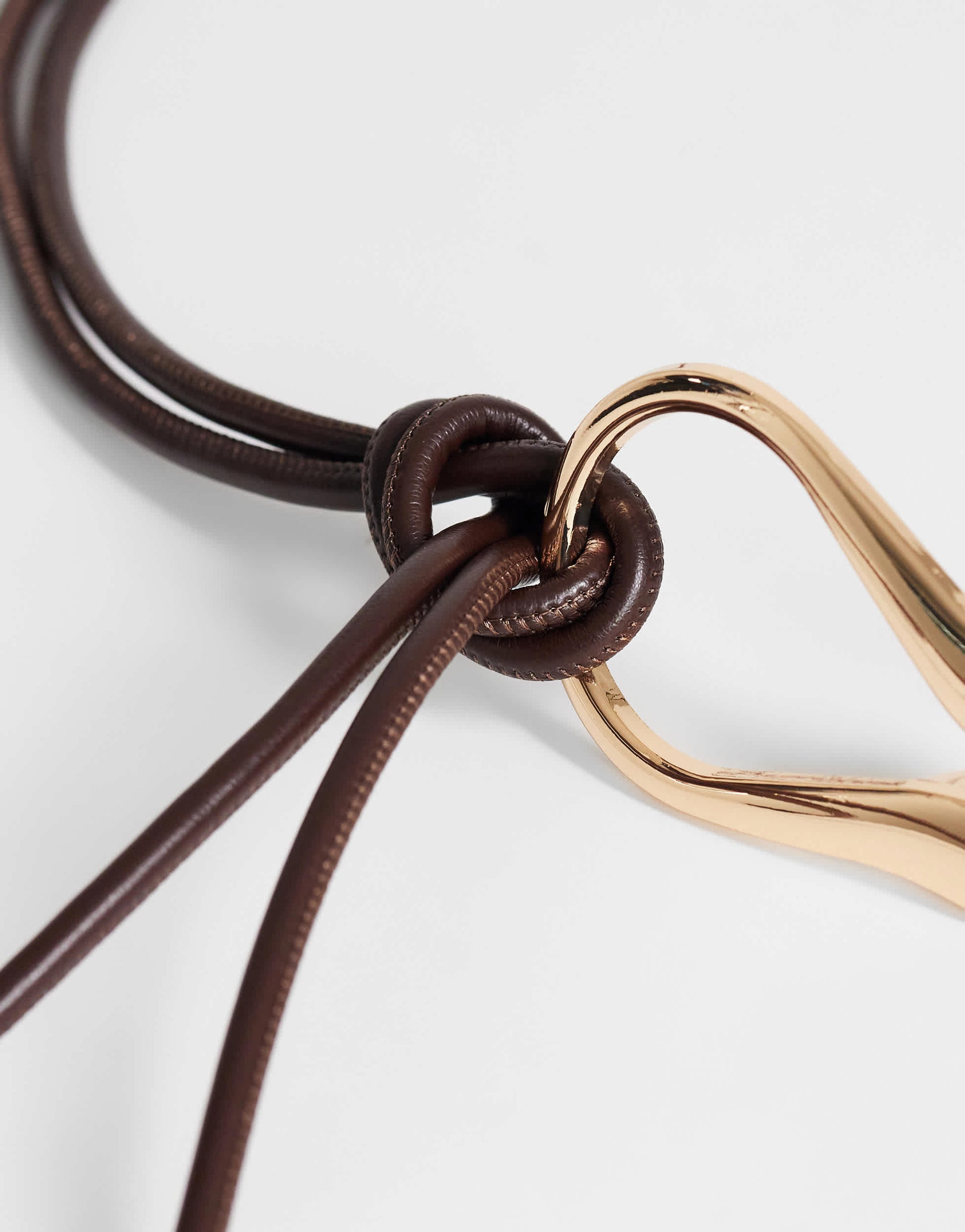 Topshop Annie hardware tie belt in chocolate and gold