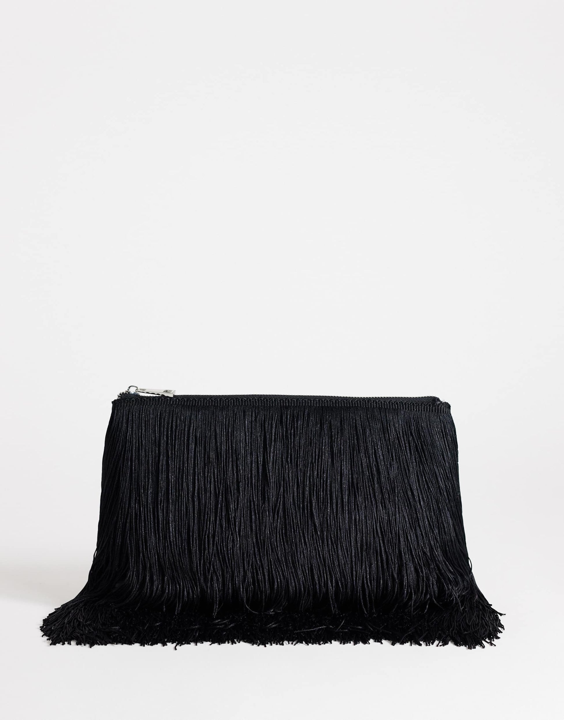 Topshop Jasmine small fringe envelope bag in black