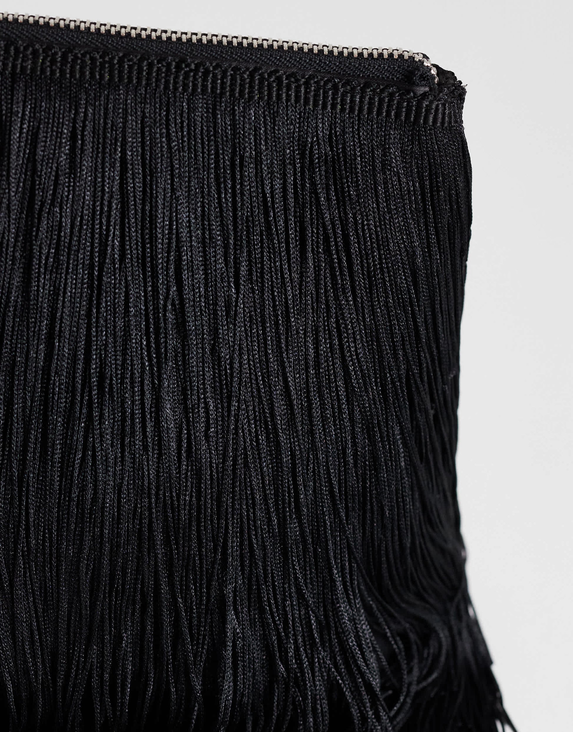 Topshop Jasmine small fringe envelope bag in black