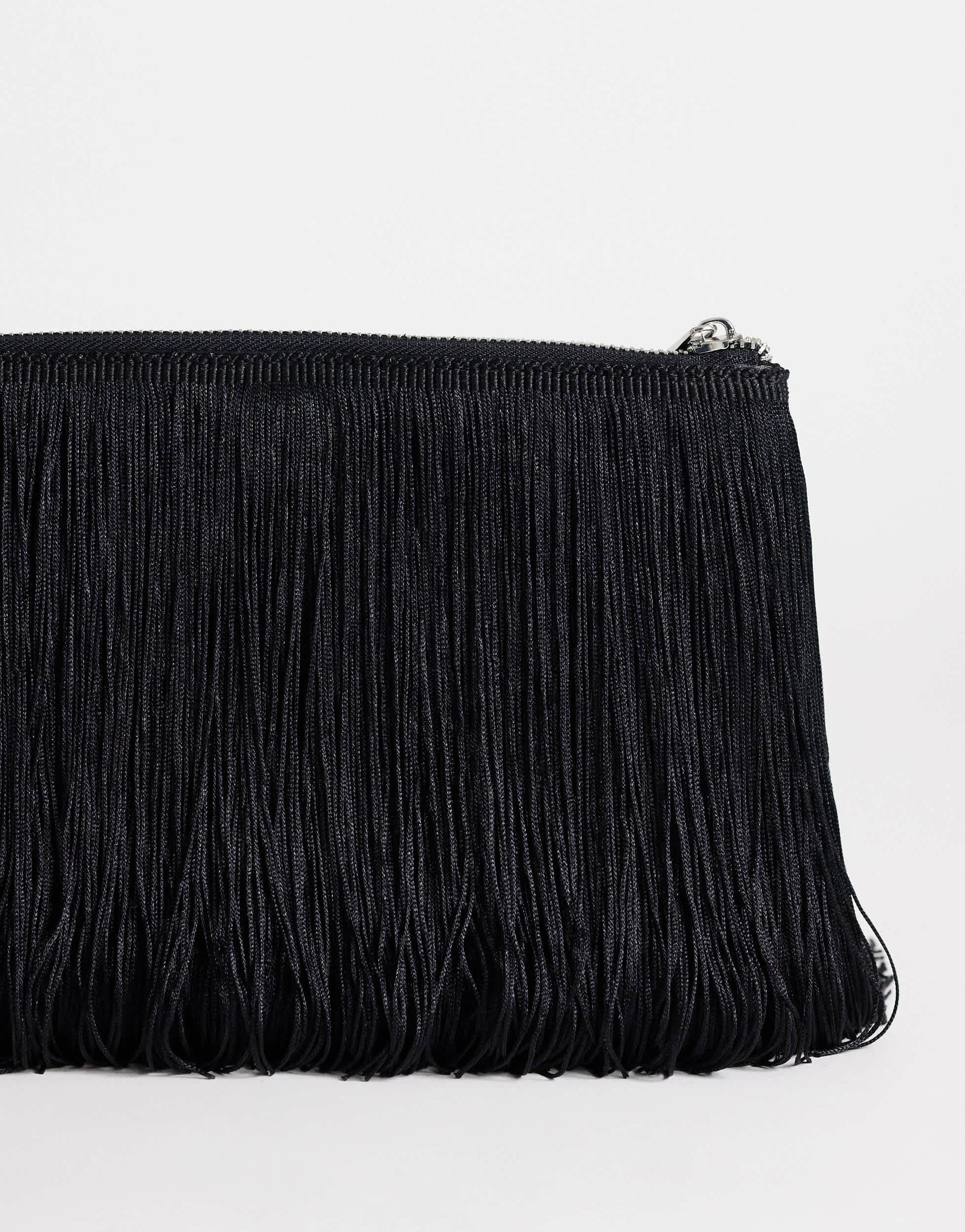 Topshop Jasmine small fringe envelope bag in black